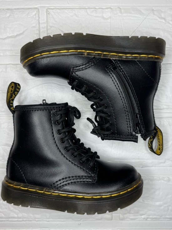 Dr. Martens Other - Dr. Martens Toddler US8 Kids Black Leather Lace-Up Boots with Yellow Stitching